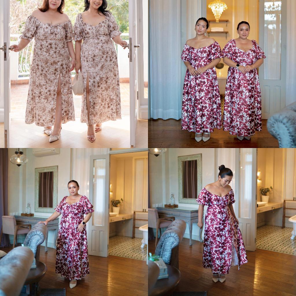 Indiandco | Tokyo Long Slit | Dress Bunga-Bunga Silk Premium