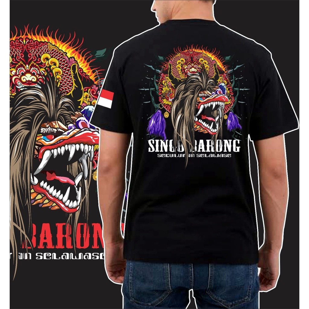 . Kaos Barongan Jaranan Barong Devil  Pria Wanita Catton Combed 30s Desain Original Kaos Tee S