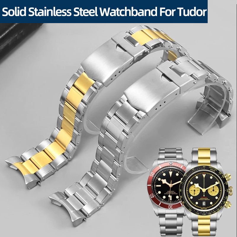 22mm Solid Stainless Steel Watchband For Tudor Black Bay 79230 79730 Heritage Chrono Watch Strap Wri