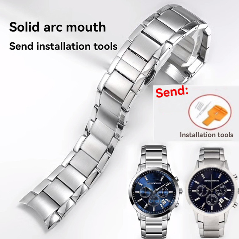22mm Curved End Solid Stainless Steel Strap for Armani Watch Strap AR2447 AR2448 AR2432 AR2433 AR243