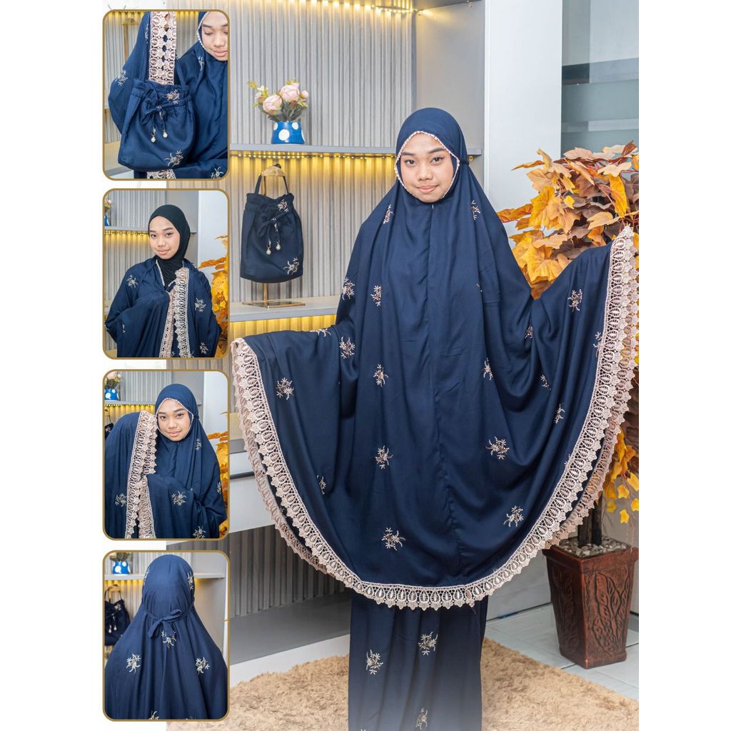 Mukena Katun Rayon Renda Bordir Jumbo