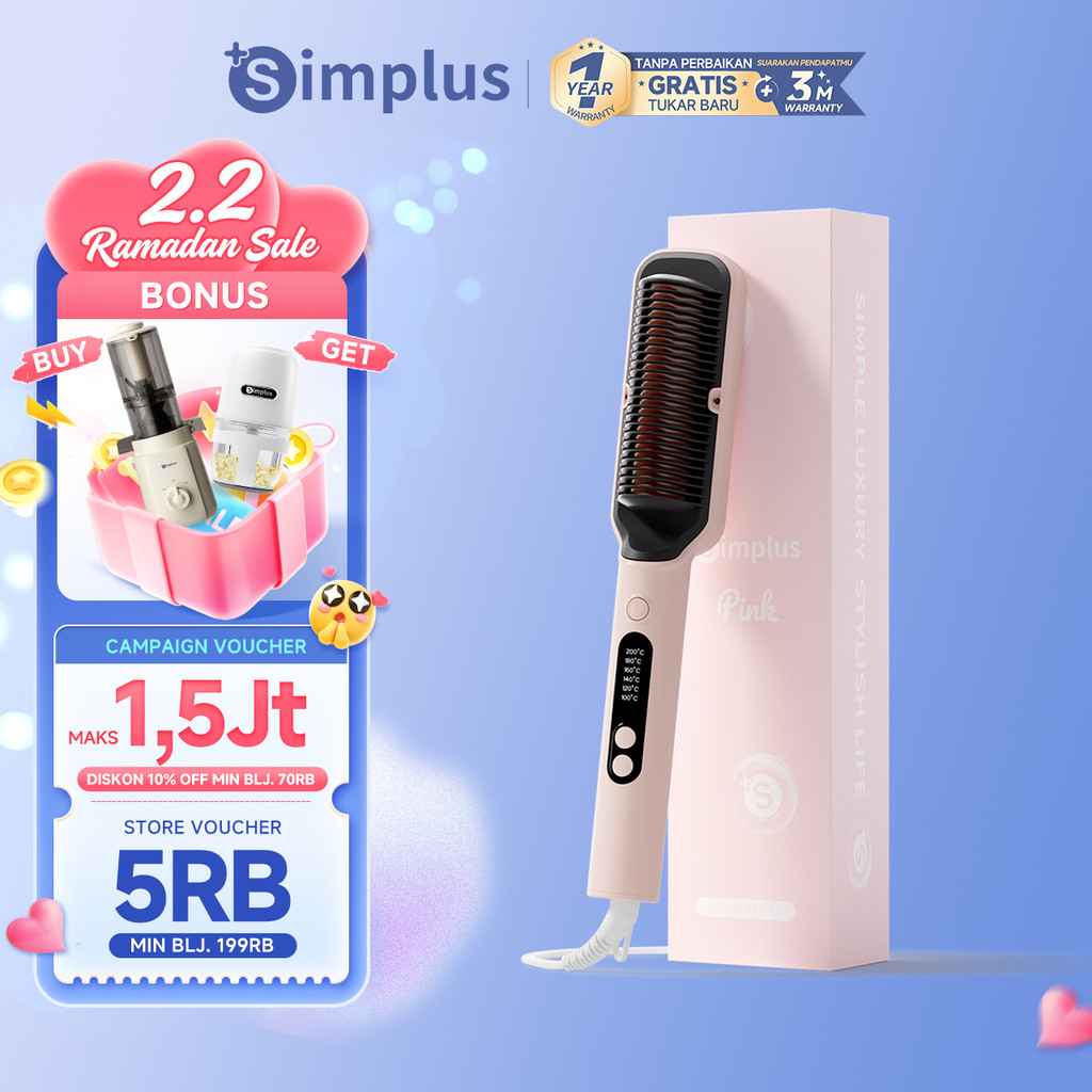 Simplus Sisir Elektrik Pelurus Rambut Ion Negatif Pelurus Rambut