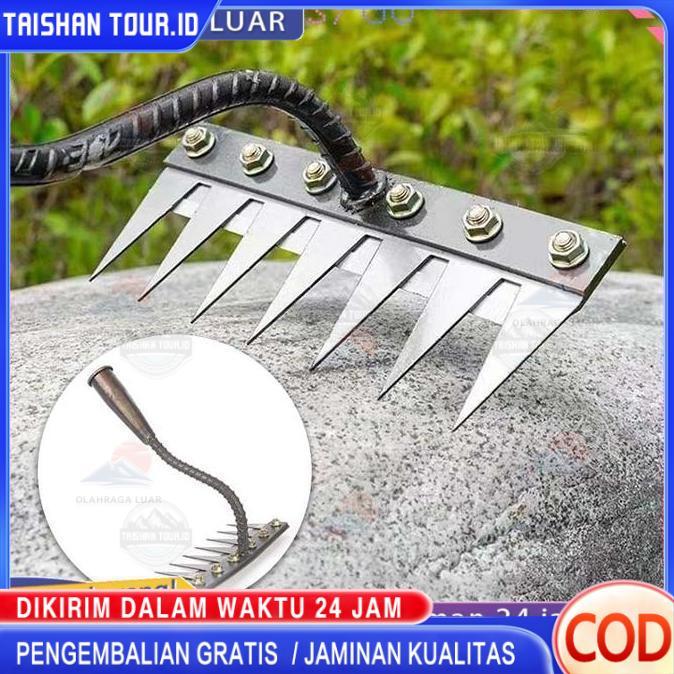 Cangkul Pacul Cadong 5/7 Gigi Pacul Cangkul Baja Rake Garuk Rumput Alat Pencabut Rumput Pacul Garuk 