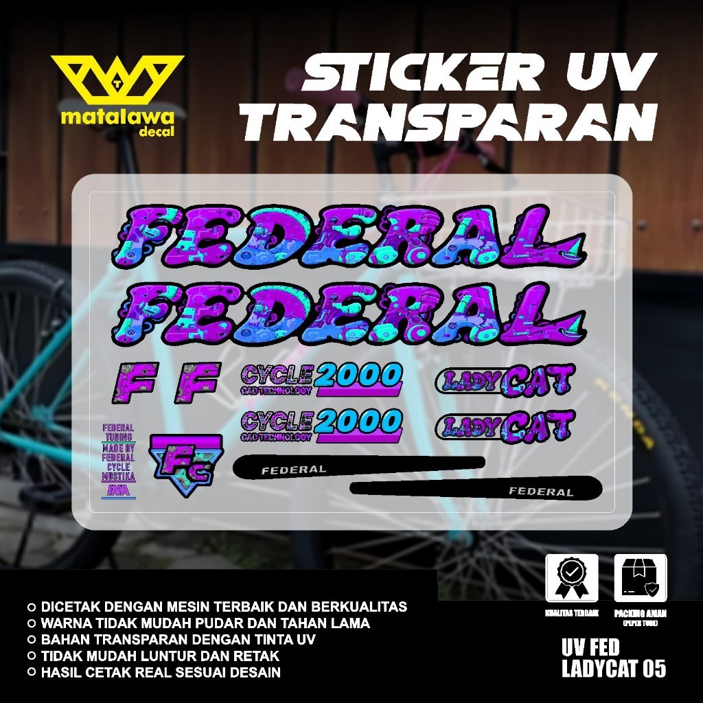 ORIGINAL Stiker Decal FEDERAL UV TRANSPARAN LADY CAT Stiker Sepeda Kalcer STREET CAT 550  MG33SX GRA