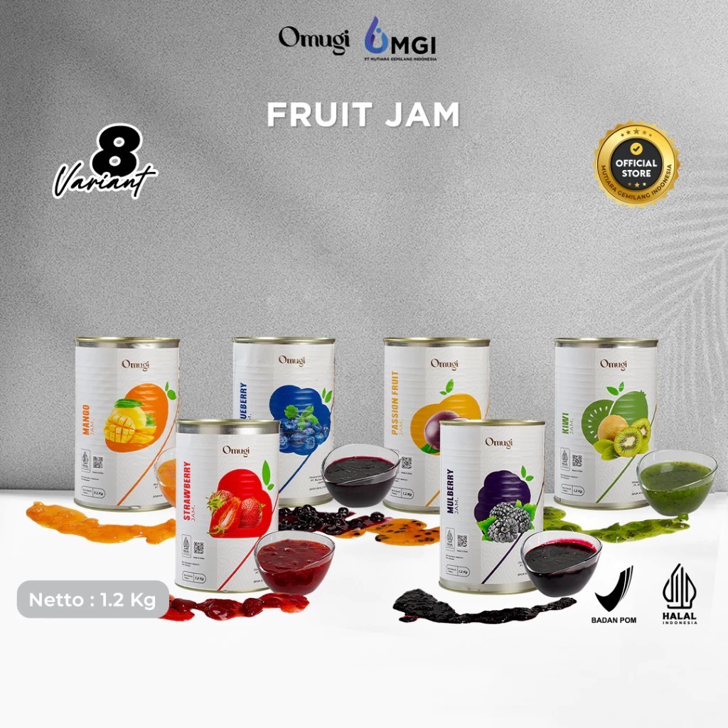 FreshCrave - All Variant OMUGI Fruit Jam Selai Buah Asli Import (40% Daging Buah Asli ) 1.2 Kg Selai
