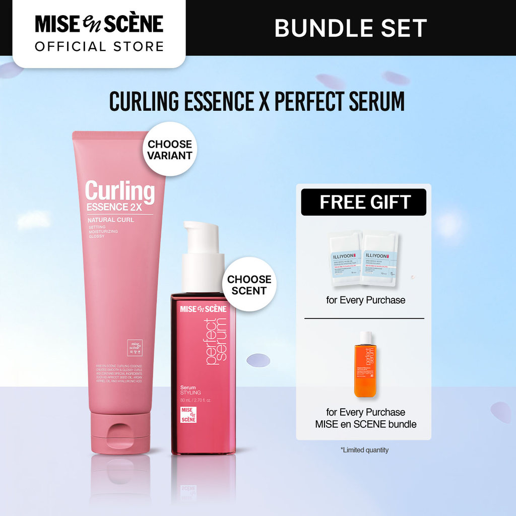 [PAKET HEMAT ISI 2] mise en scene Curling Essence 150ml + Perfect Serum 80ml - Paket Perawatan Rambu
