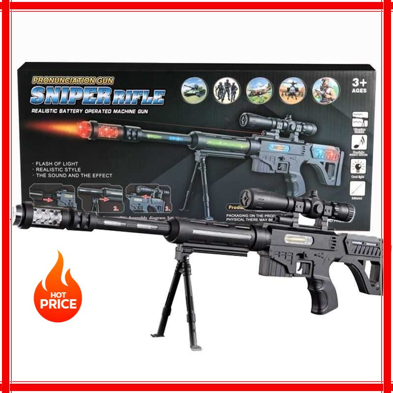 Mainan Anak Tembakan SNIPER GUN Elektrik LED Suara Getar Kado Bekasi Jakarta