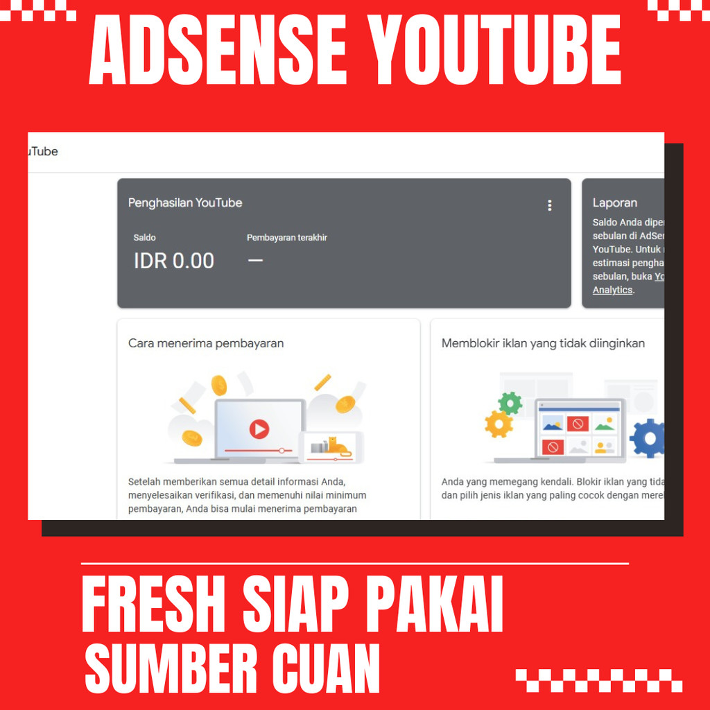 ADSENSE FRESH YOUTUBE UNTUK DAFTAR MONETISASI