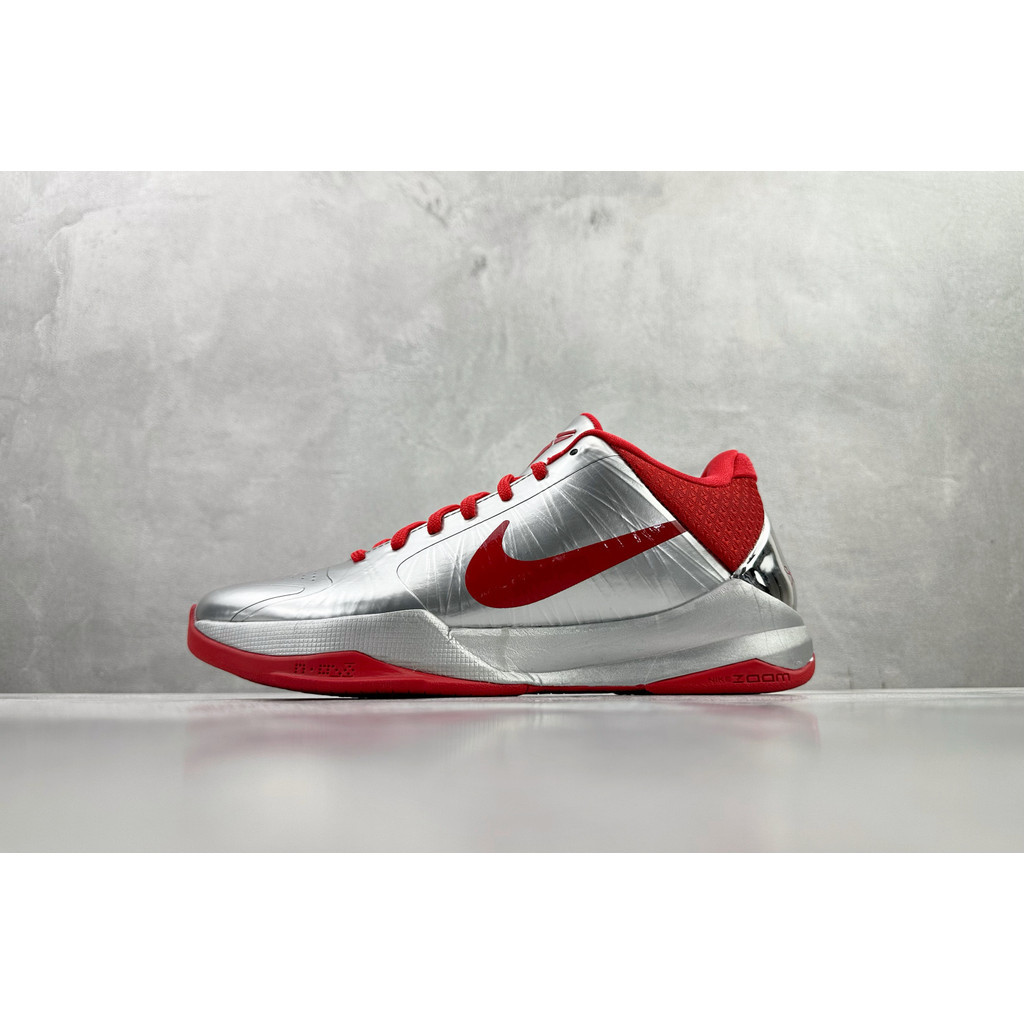 Sepatu Nike Kobe 5 Protro Caitlin Clark Original Silver Merah