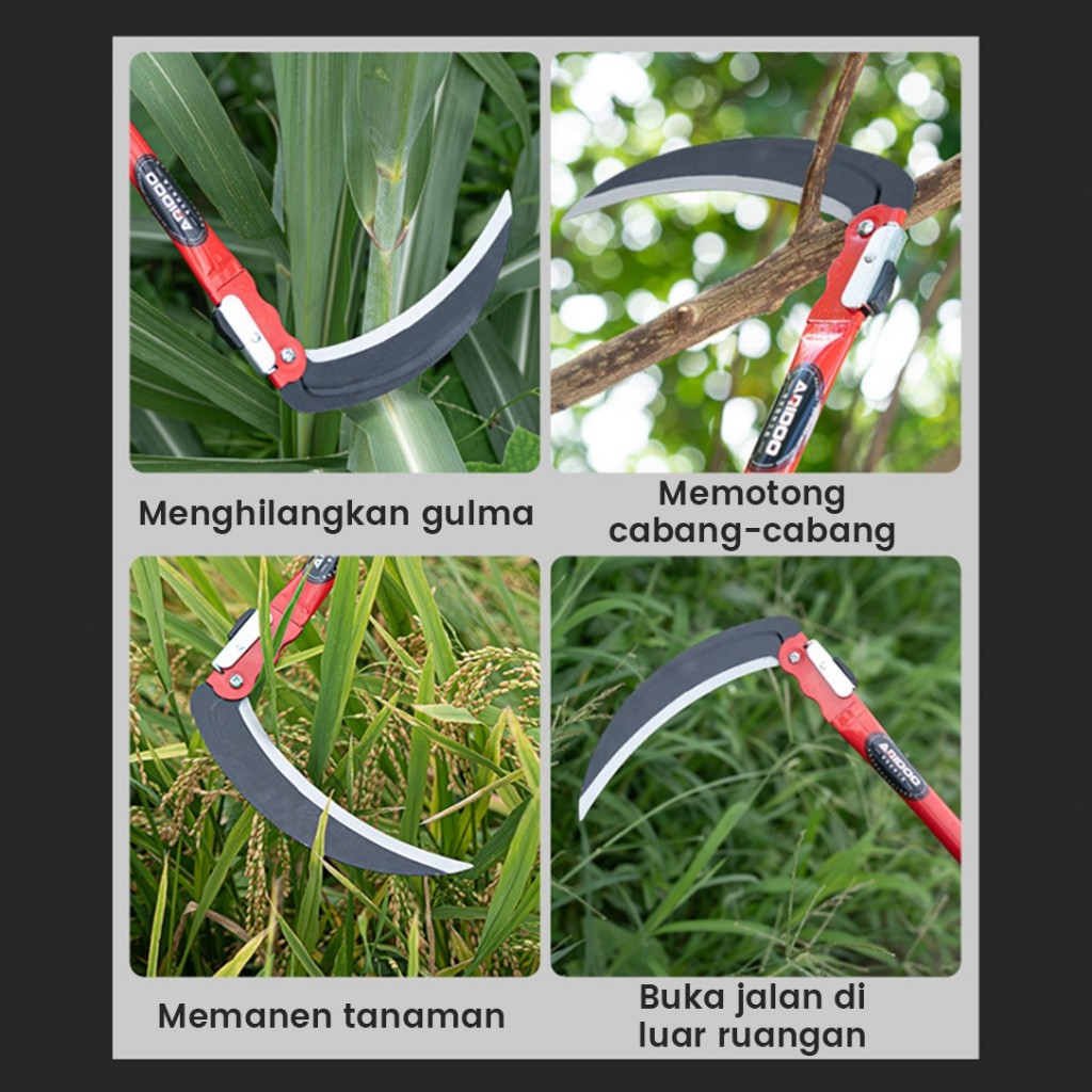 60CM Sabit Lipat Baja / Arit Potong Rumput & Padi / Alat Pertanian Kebun /Sabit Arit Lipat
