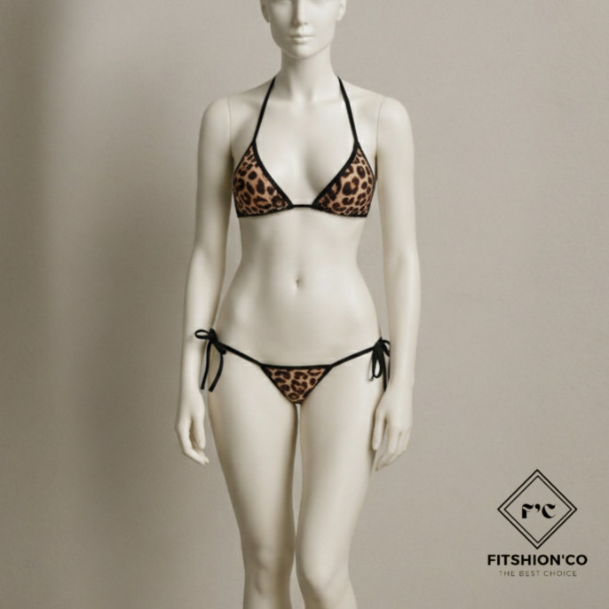 Fcs Lingerie Dewasa Motif Macan Tutul Set Bra Mini Sexy Dengan Celana Tali Adjustable 0035