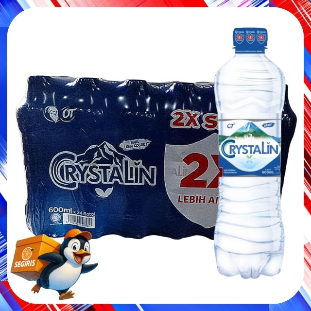 CRYSTALLINE Air Mineral 600ml 1 Dus Isi 24 Botol | Air Minum Mineral Pegunungan