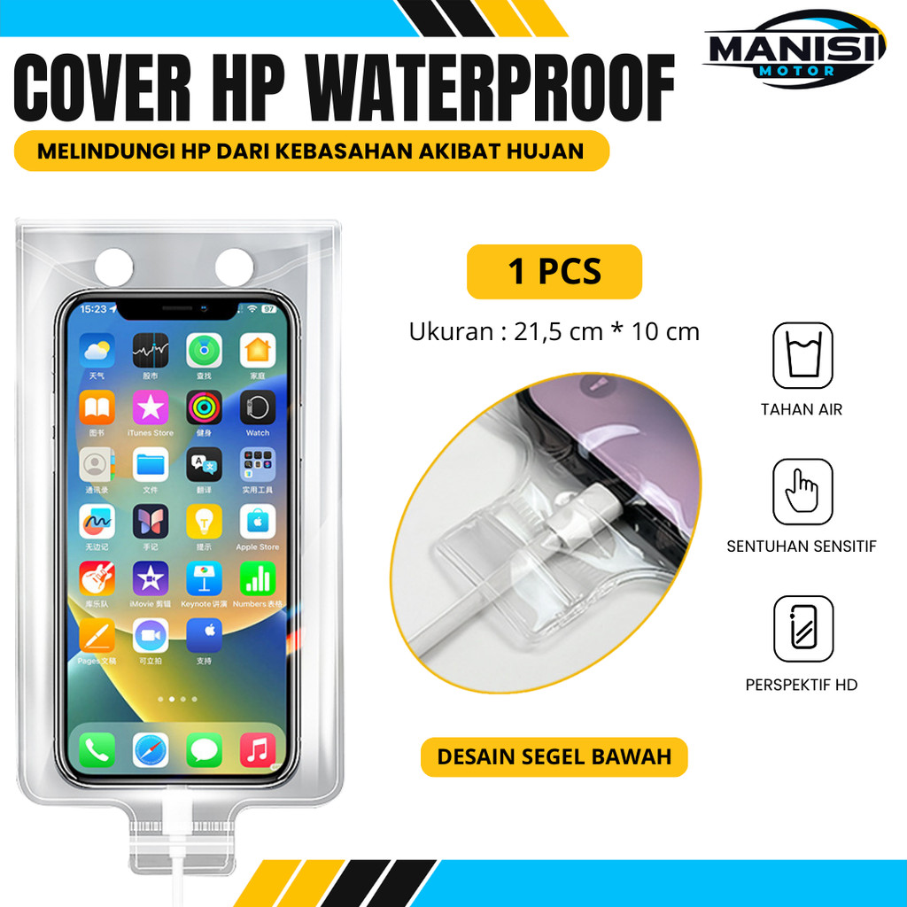 Sarung Plastik Cover Waterproof Hp Anti Air Pouch Tas Kantong Case Handphone Tahan Air Holder Motor