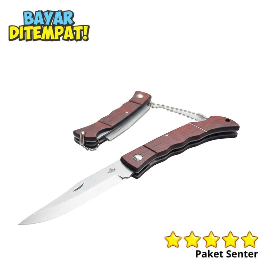 Pisau Lipat Koleksi Motif Kayu 15cm Desain Vintage Klasik
