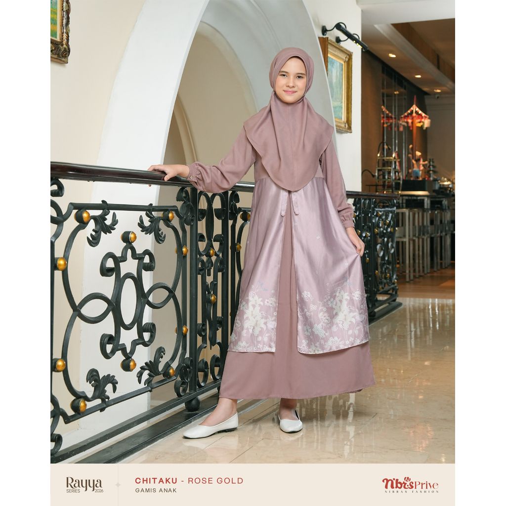 Sarimbit CHITAKU Rose Gold Gamis Anak Keluarga Koko Setelan Dewasa Dress Rayya Series NBRS