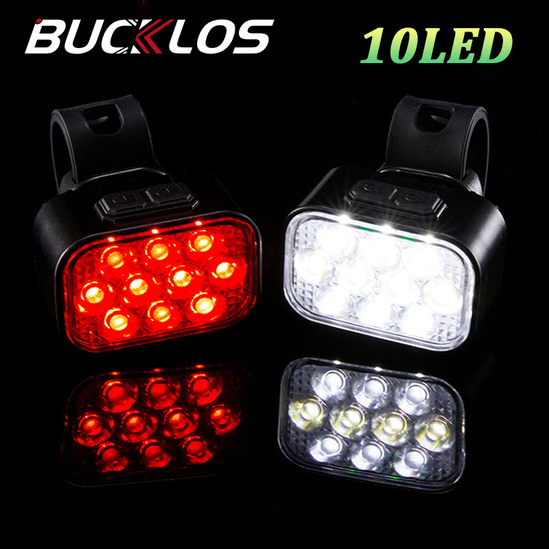 Lampu Depan Belakang Sepeda BUCKLOS, Lampu Depan USB, Lampu Belakang Tahan Air, Lampu LED Sepeda MTB