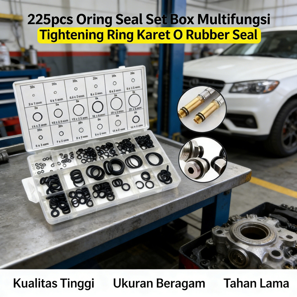 Box Set 225pcs O-Ring Seal Multifungsi Karet Rubber O Ring Seal Tightening Oring Seal