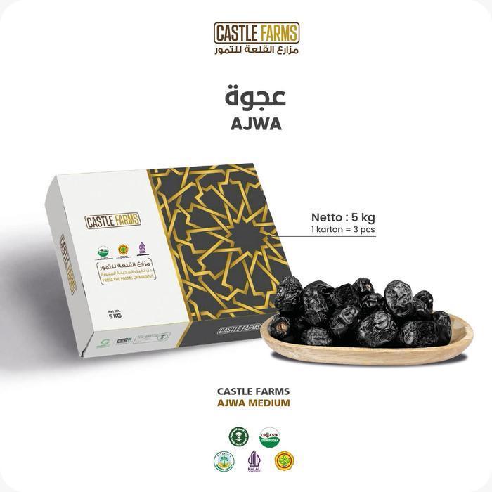terbaru - kurma ajwa aliyah castle farm 5kg - kurma nabi - ajwa organik jumbo