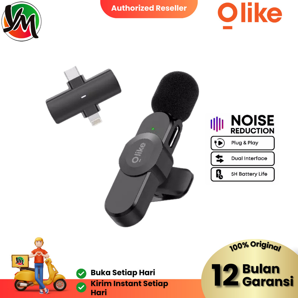 MIC Wireless OLIKE HP Vlog CM01 2IN1 Mic Clip-On Bluetooth untuk Konten, Vlog, Podcast, Live