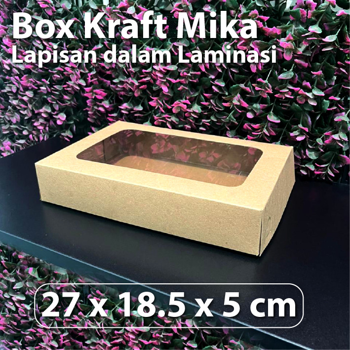 Dus Kraft 27 x 18.5 x 5 cm dengan Mika - Box Cake Coklat Snack
