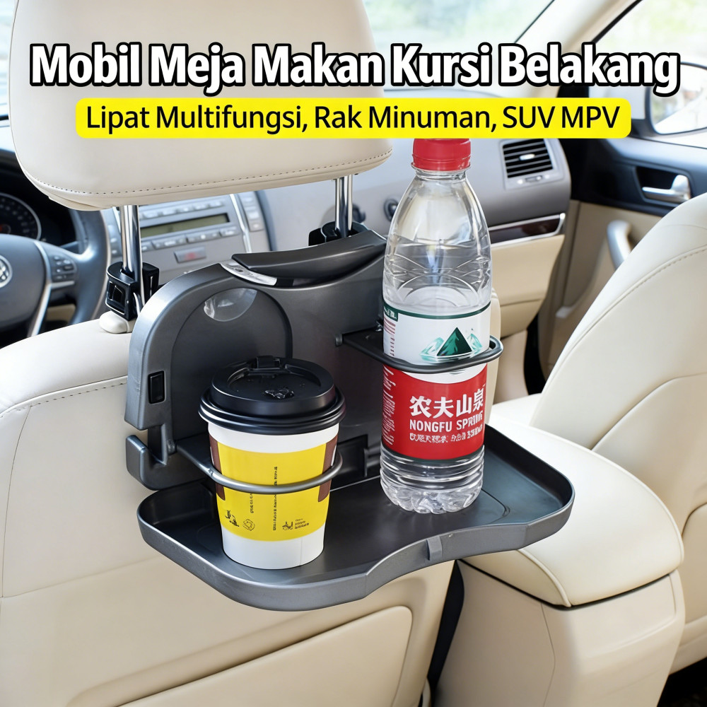 Meja Makan Kursi Mobil Rak Tempat Penyimpanan Multifungsi Minuman