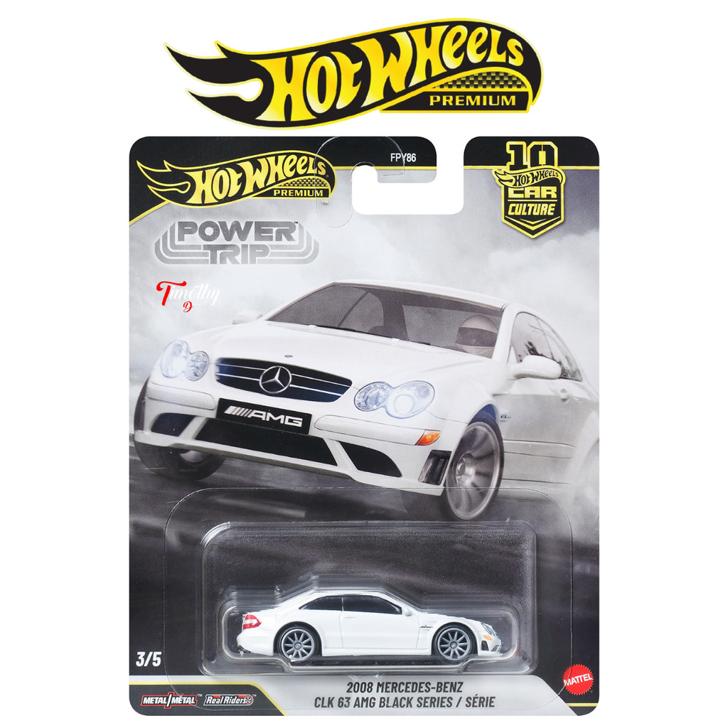 Hot Wheels Premium Power Trip 2008 Mercedes CLK 63 AMG Black Series Putih Collector Edition Balap