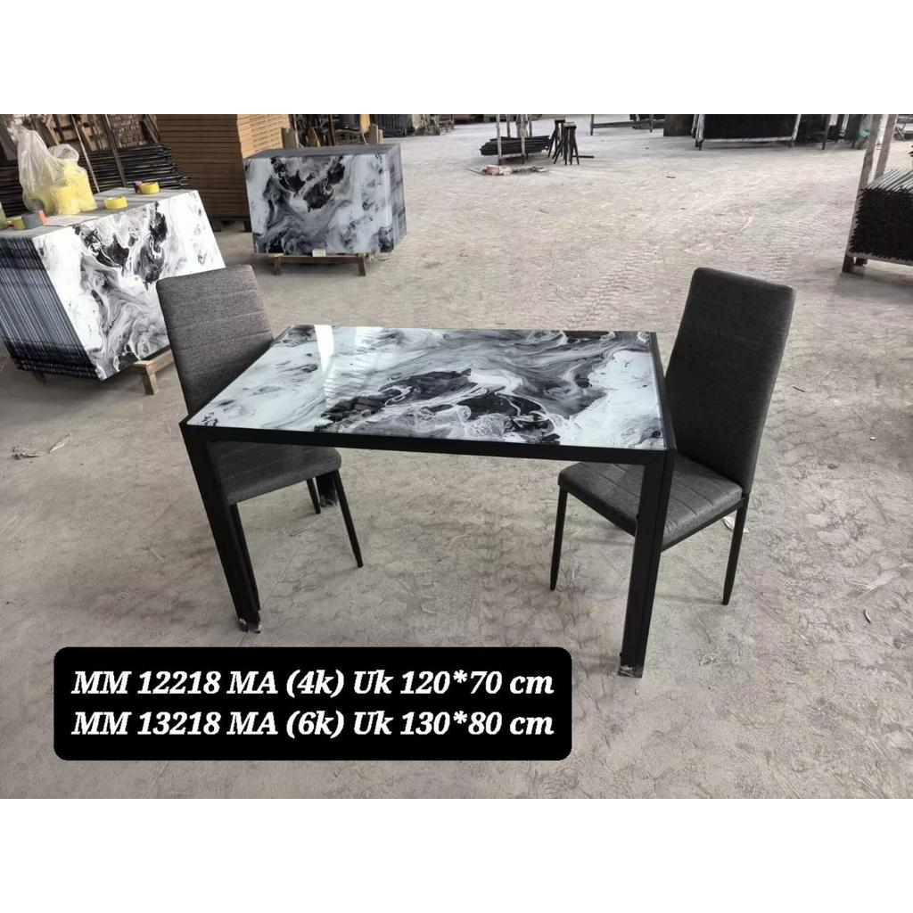 HAPPY IDEA - Set Meja Makan Murah Import Minimalis Elegan 1 Meja & 4 Kursi Bahan Kaca Tebal