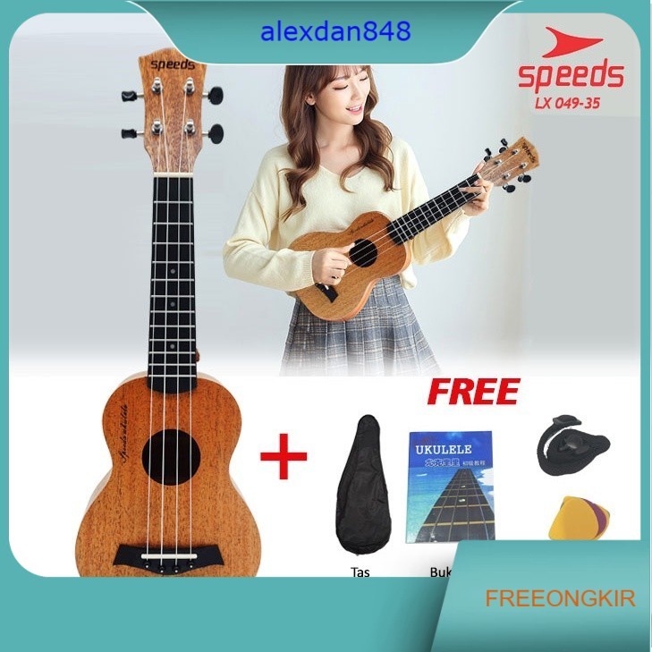 Ukulele 21 Inch Gitar Akustik Kayu Sopran 4 Senar Nylon Free Tas Gratis Pick 049-35