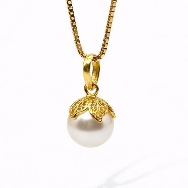 LILARA Liontin Emas Peluk Mutiara Laut Putih Asli Lombok