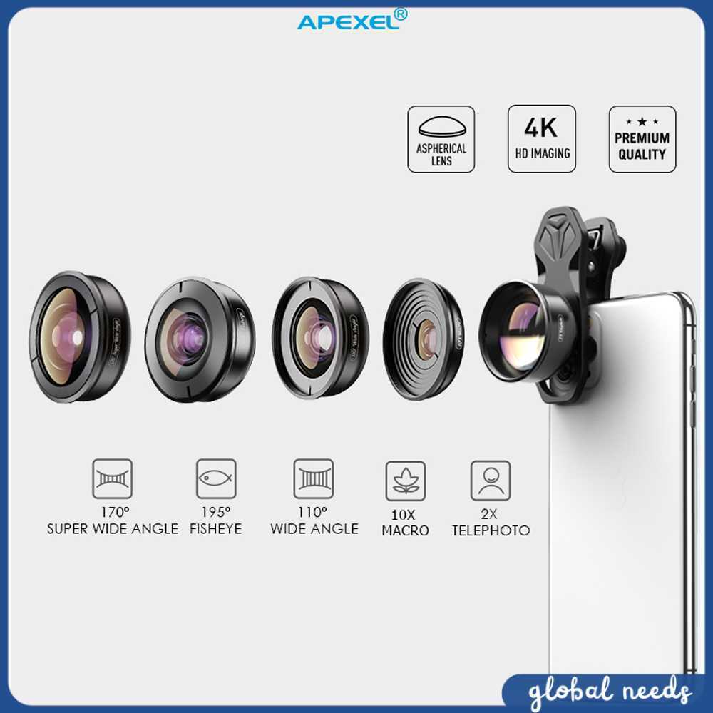 APEXEL Lensa Kamera Smartphone Universal Clip 5 in 1 Lens - APL-HB5