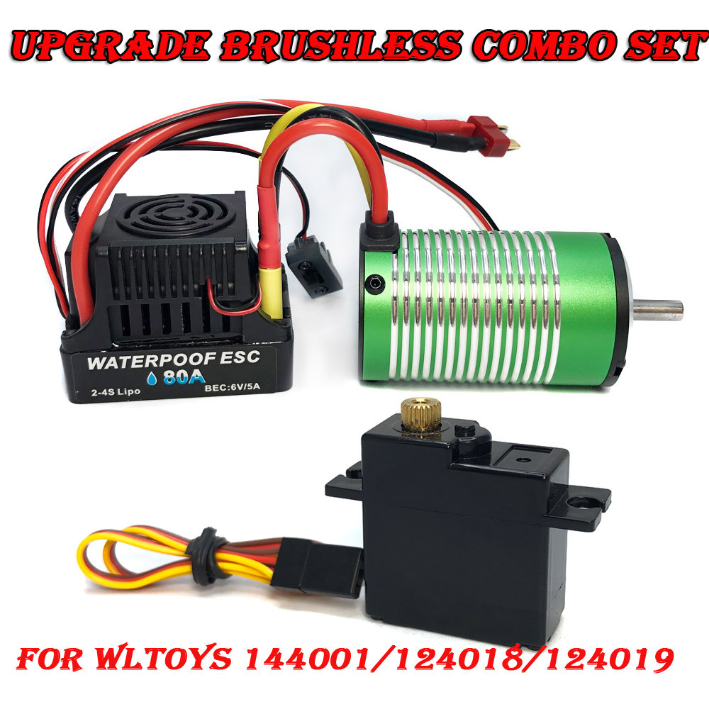 Wltoys 144001 124018 124019 Upgrade Brushless Motor ESC Metal Servo 1/14 1/12 RC Parts Buggy 4WD RC 