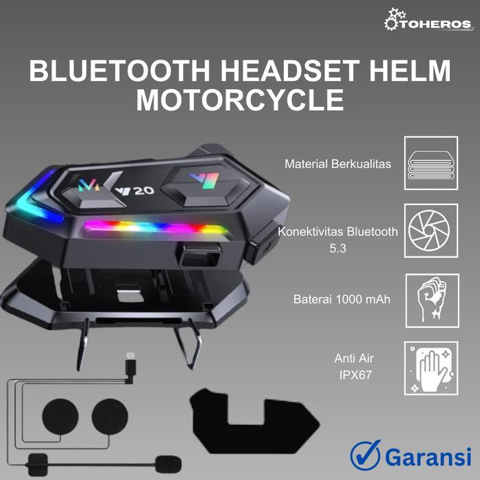 Intercom Helm Waterproof Bluetooth Headset Motor Helm Motorcycle RGB