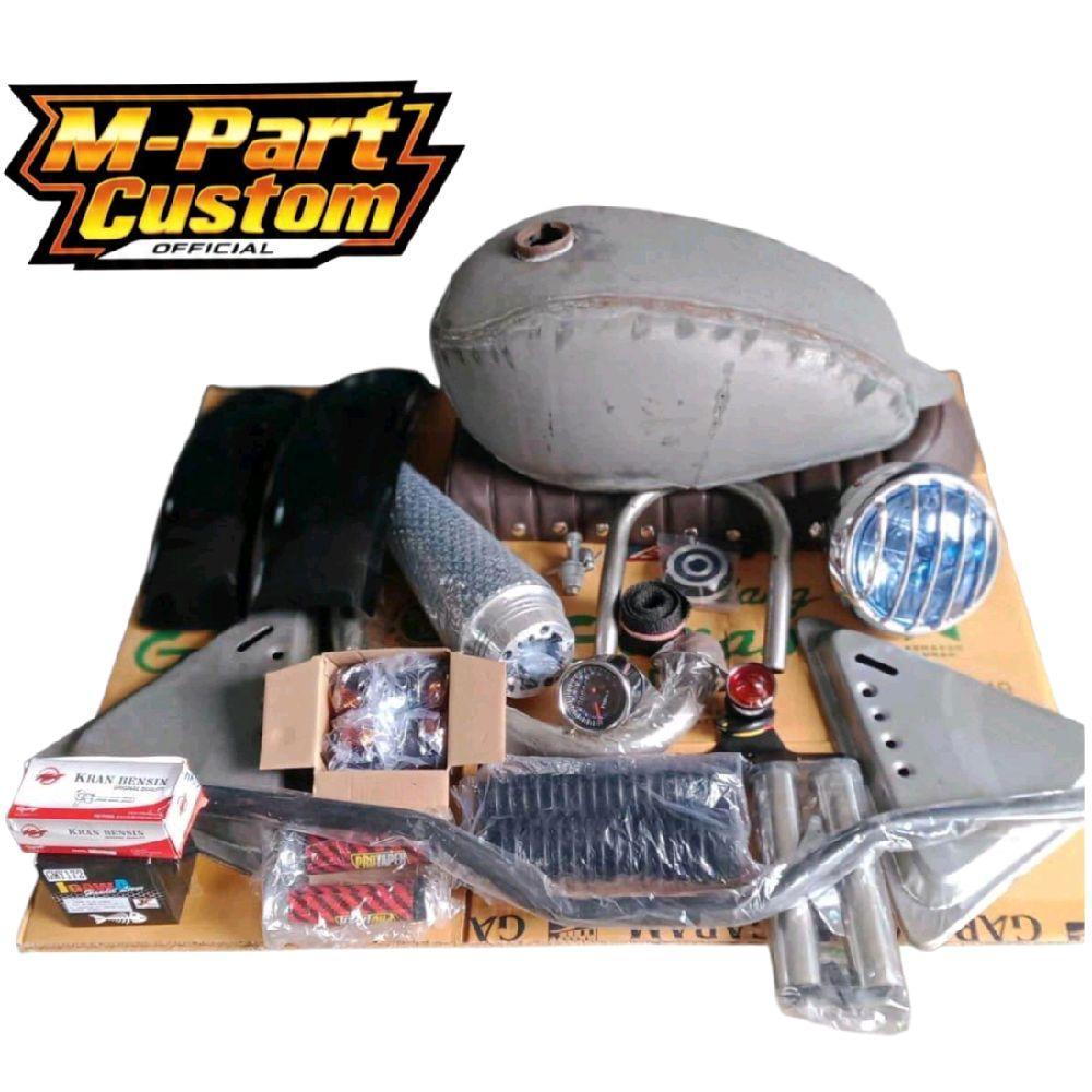 Motor [GM] Paket Japstyle Fullset Motor Custom Tangki Motor Murah Knalpot Racing Suara Bass Bulat Pa
