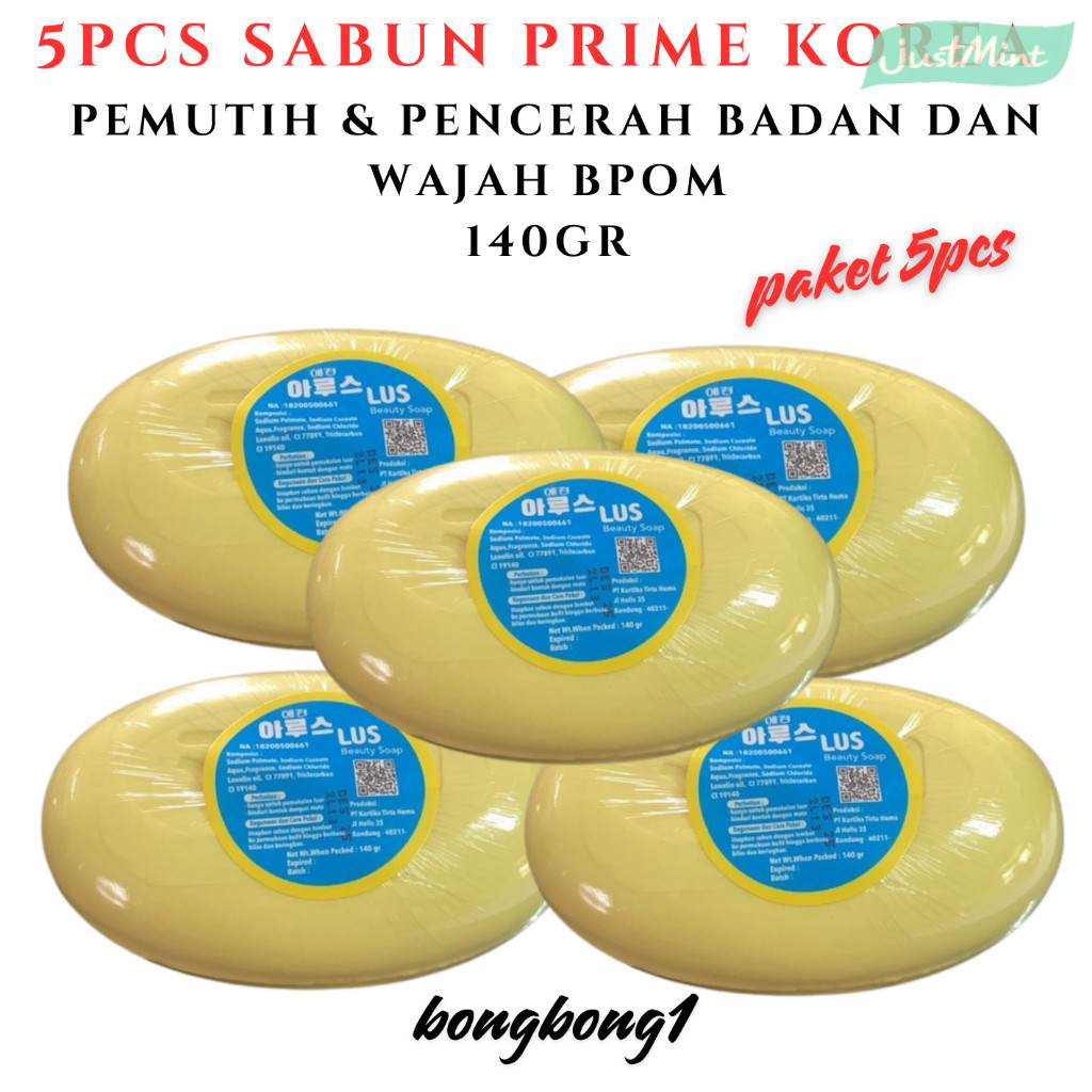 JM - 5pcs SABUN BATANG  KARTIKA TIRTA HEMA KOREA GLOWING / PEMUTIH PENCERAH BADAN, WAJAH BPOM 140gr