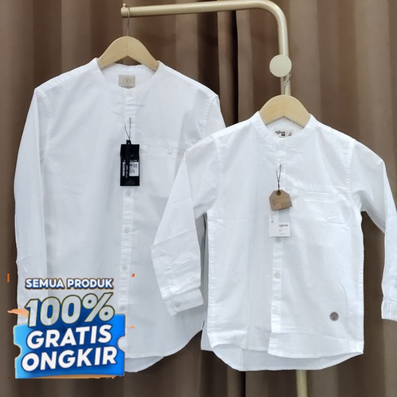 PUTIH PREMIUM BAJU KEMEJA KOKO KEMKO COUPLE PASANGAN AYAH ANAK LENGAN PENDEK PANJANG KANCING FULL KA