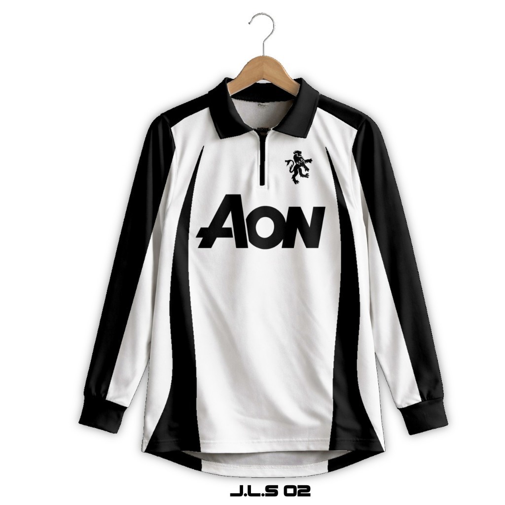 ERFO -JLS02 - Jersey MU Putih Retro Longsleeve Fantasy Manchester United Aon Premium