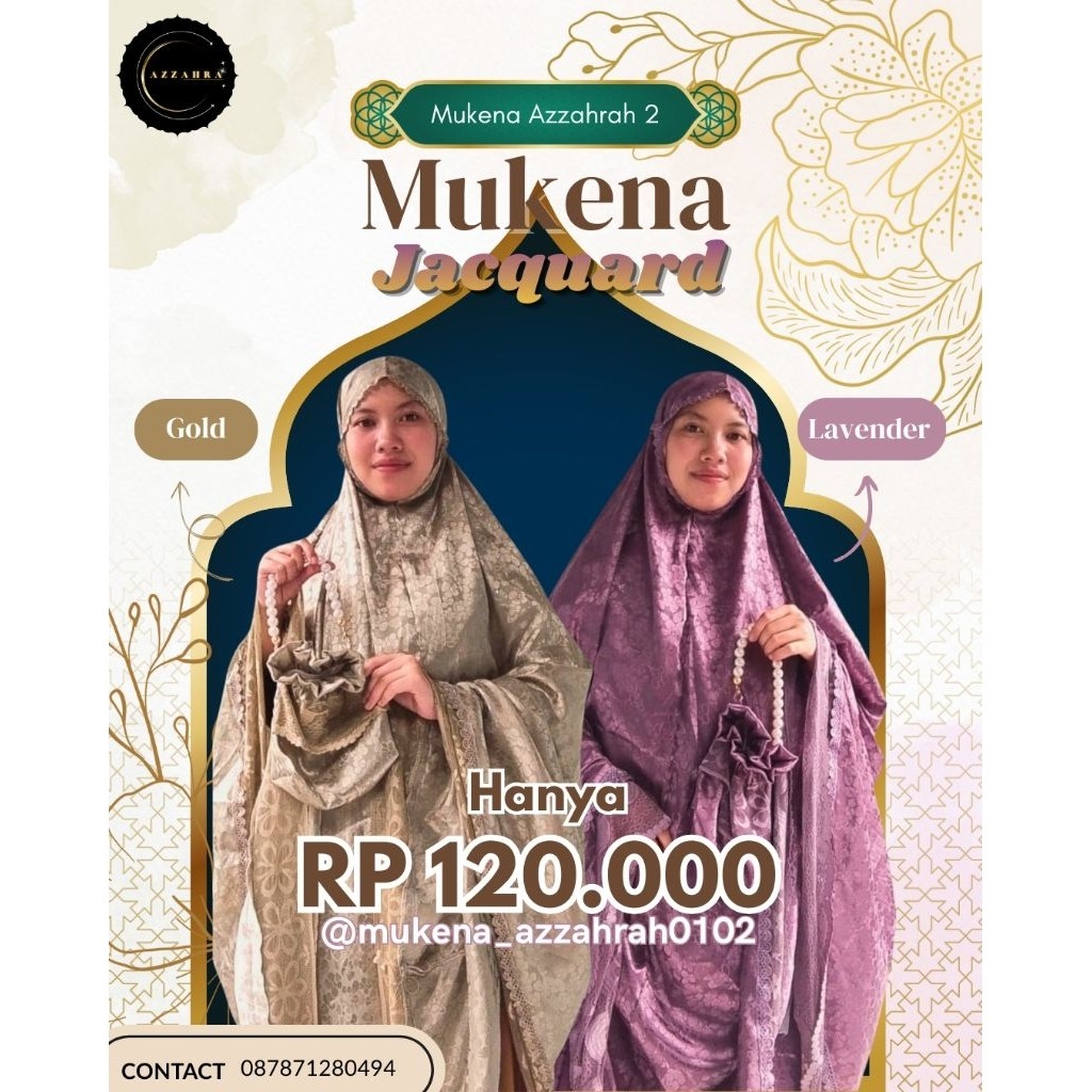GARDESHOP.ID Mukena Jadquard Silk & Mukena Rayon Premium Elegan Azzahrah 2