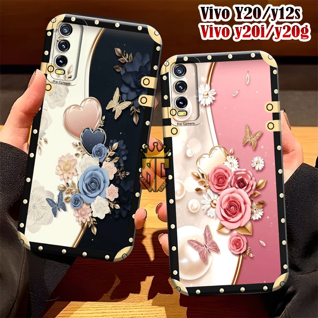 Softcase VIVO Y12S Y20 Y20S Y20A Y20SG Y20I Fashion Case Motif Bunga Bingkai - Case Cute - Case Vivo