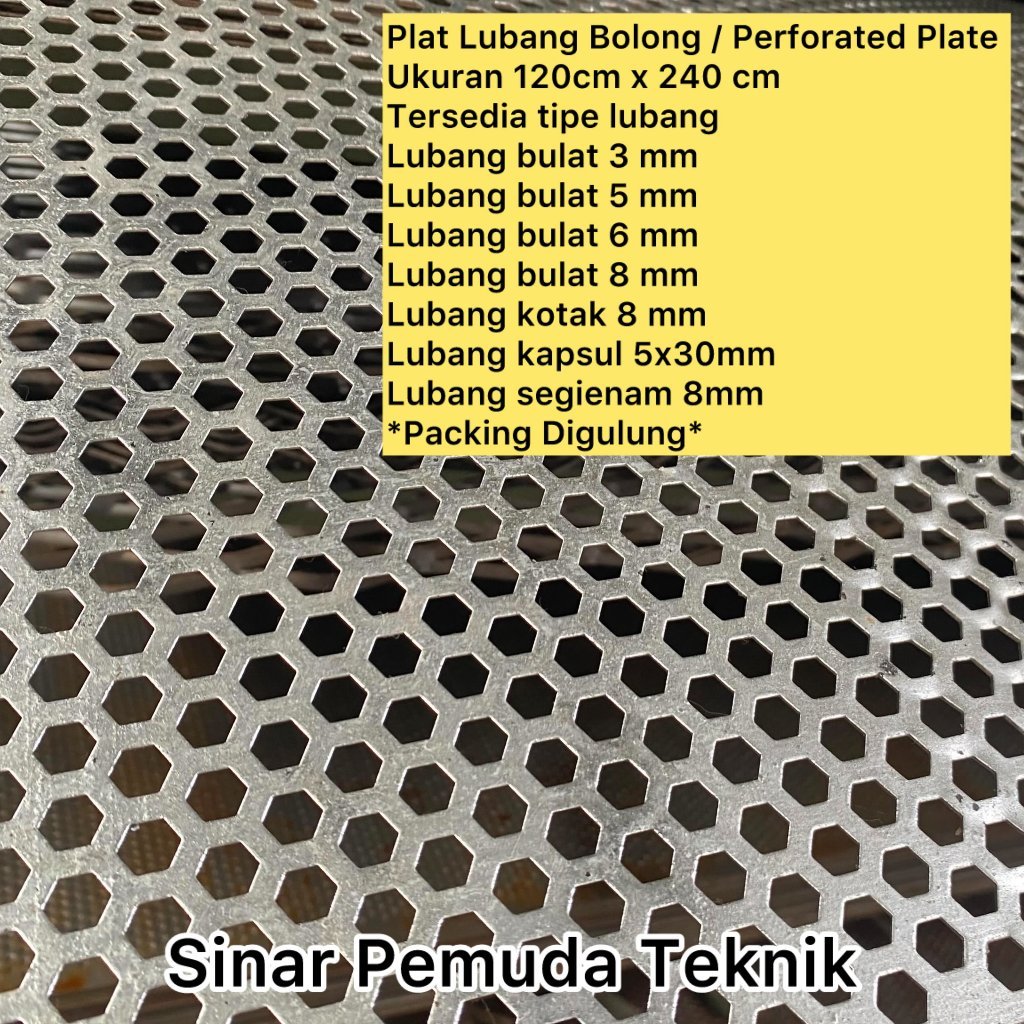 Promo Murah Plat Besi Lubang Bolong/Perforated Plate 1.2 mm Lembaran Ukuran Lebar 120 Cm x Panjang 2