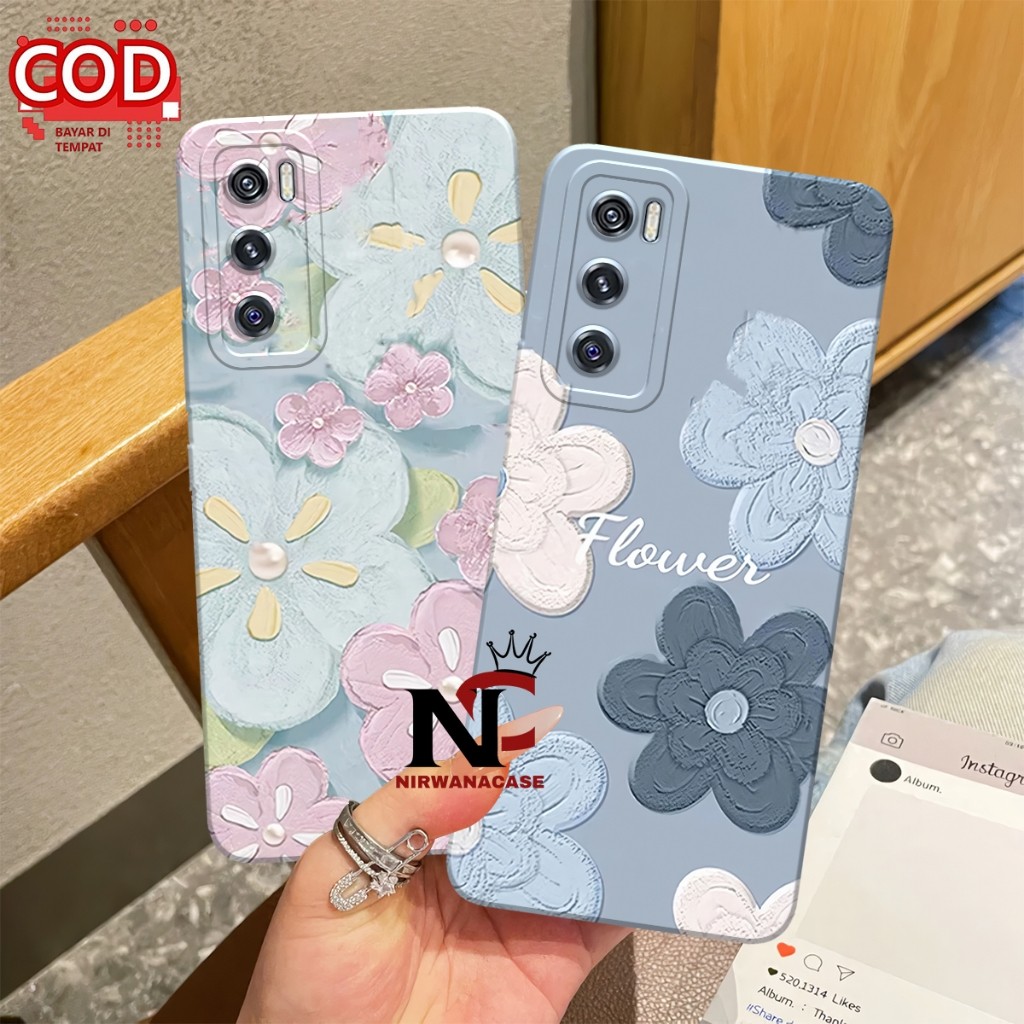 Sillikon Hp Vivo V20SE - Case Vivo V20 - Case V21E  - Case Vivo V21 4G - 5G Motif Bunga Lukis Fashio