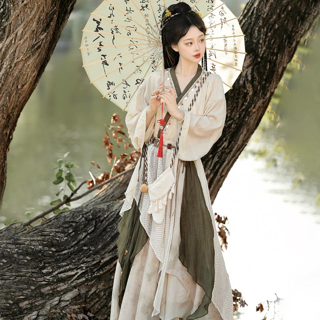 Setelan Rok Setengah Bergayakan Paket Hanfu Wisata Lebaran Modern TB Wanita Tipis untuk Acara Spesia