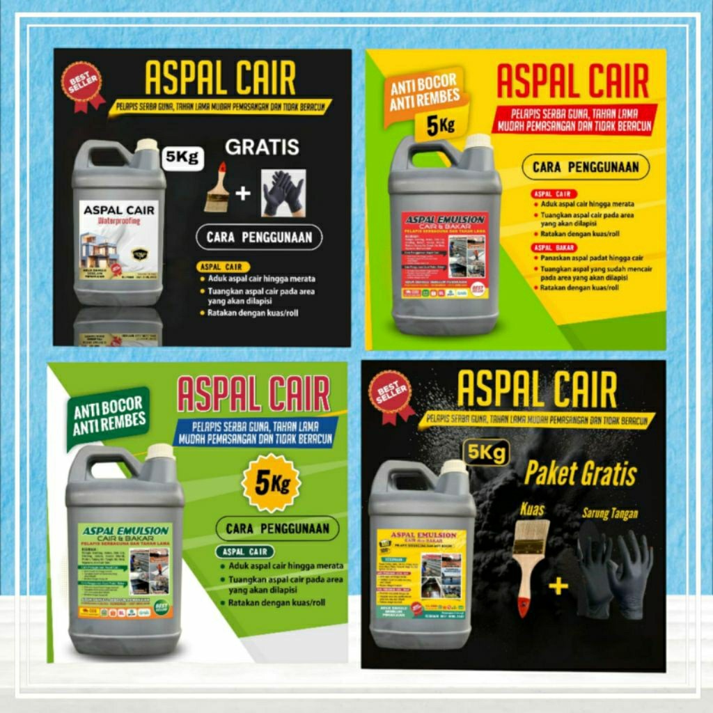 Pelapis Aspal Cair Anti Bocor 5 Kg Serba Guna Perekat Kolam Genteng Bocor