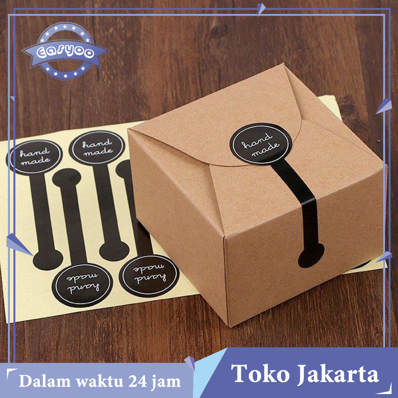500pcs Hand Made Stiker Hitam Stiker Label Makanan Sticker Segel Box Stiker Segel Kemasan Handmade S