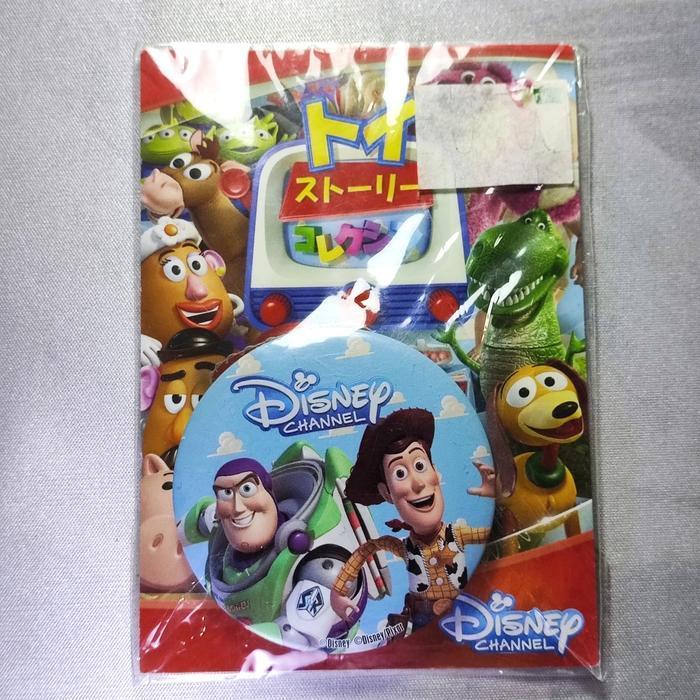 TOY STORY DISNEY CHANNEL WOODY AND BUZZ BIG CAN BADGE PIN ORI