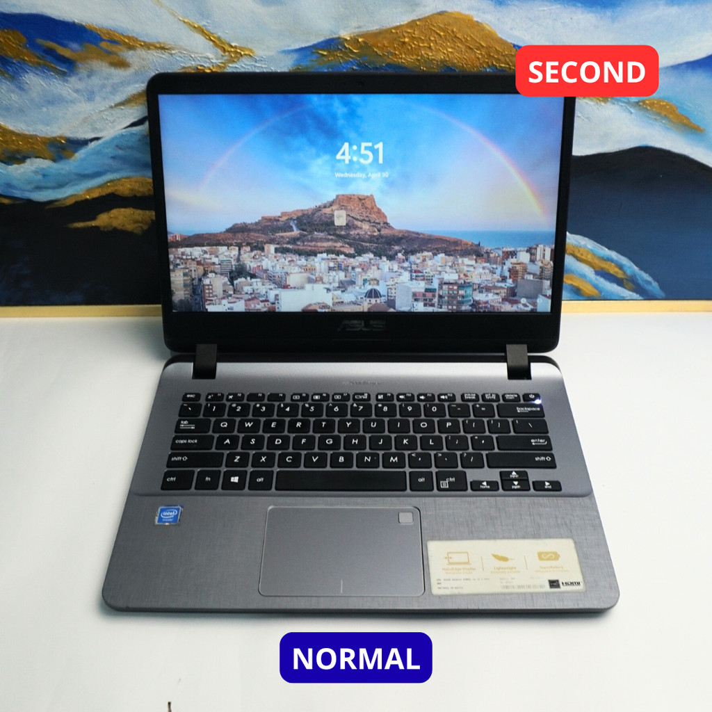 ASUS VIVOBOOK 14_ASUS LAPTOP X407MA_A407MA CELERON N4000 4 GB (14") LAPTOP SECOND ORIGINAL SINAR MUT