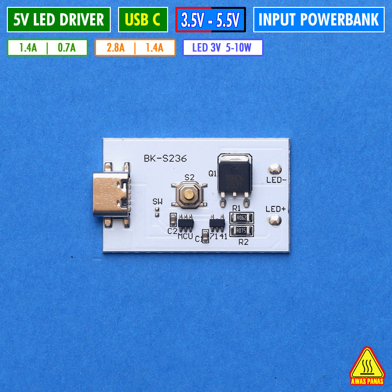 Driver Led USB PowerBank Dual Ampere 2.8A 1.4A Port USB C Driver Led 10W 5W 3V Cree Yinding SST Osra