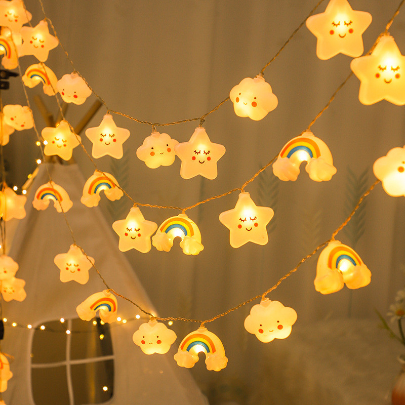 Lampu LED Bintang Pelangi Kreatif Model Baru untuk Dekorasi Kamar Anak Lampu Atmosfer Awan Lampu Gan