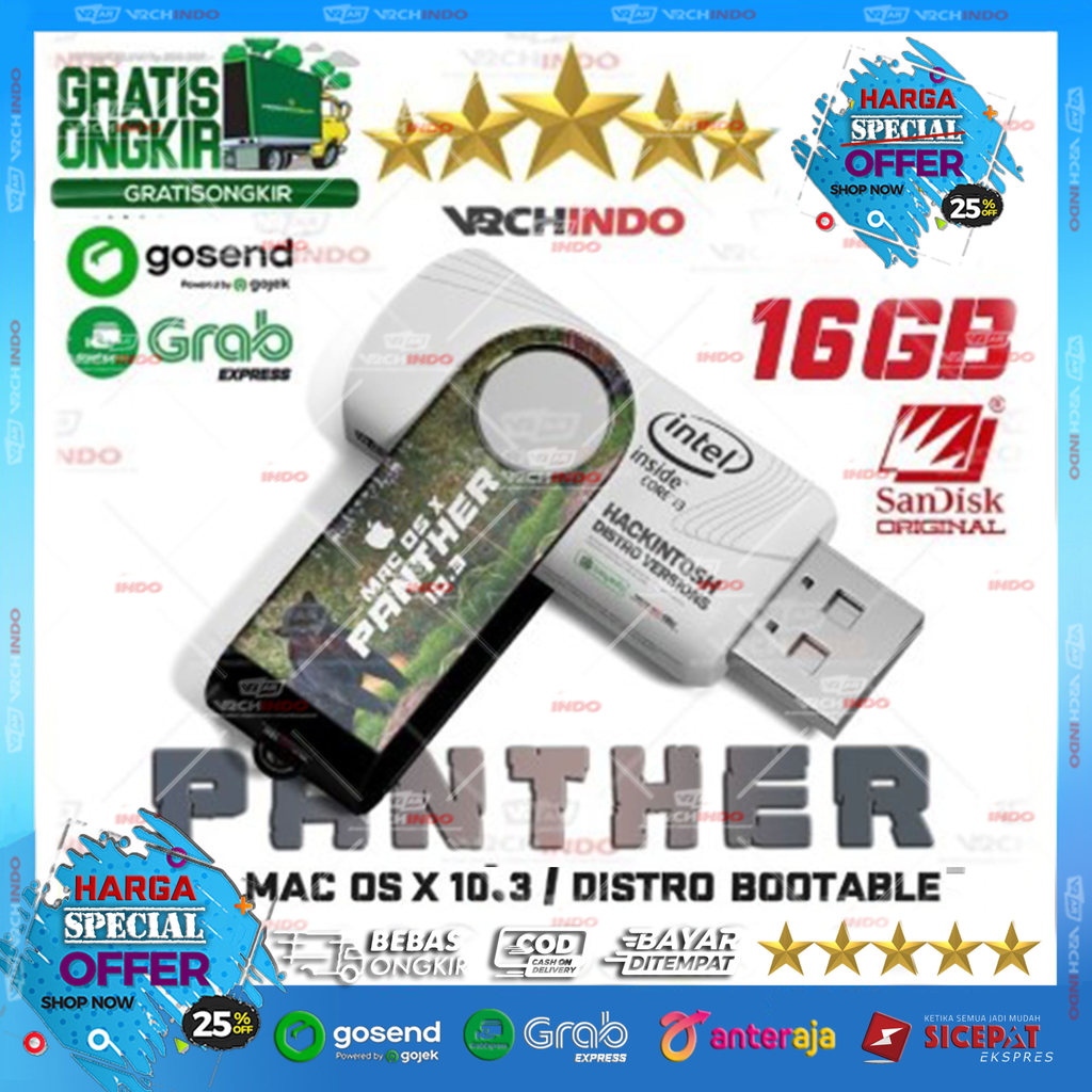 MacOS PANTHER - Mac OS X 10.3 | Hackintosh for Komputer PC Dekstop / Laptop | 16GB Bootable Installe