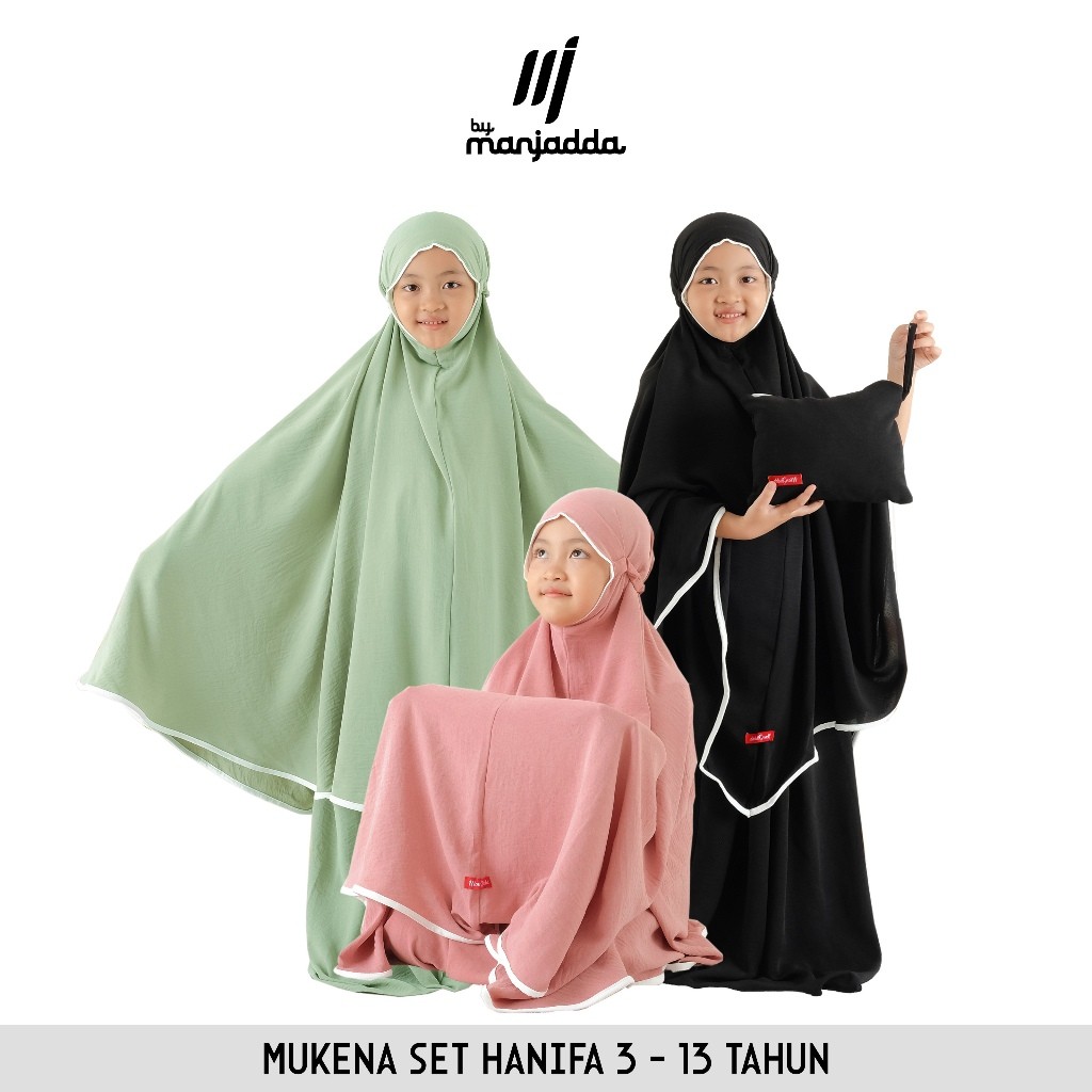 ManJadda -  Mukena Anak 2-15 Tahun Polos Crinkle Airflow Mukenah Travel Anak dan Tanggung TK SD DMP