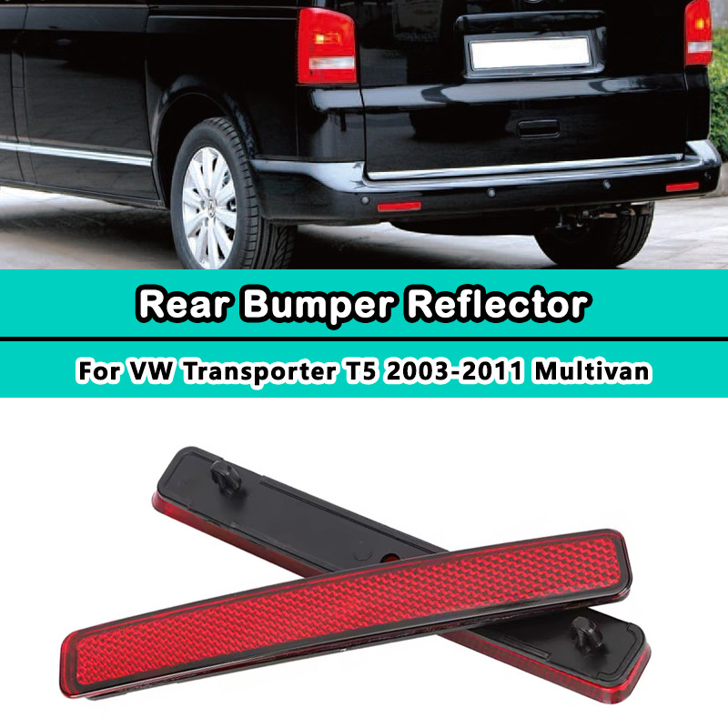 2PCS Red Left Right Rear Bumper Reflector Light For VW Transporter T5 2003-2011 Multivan Side Warnin